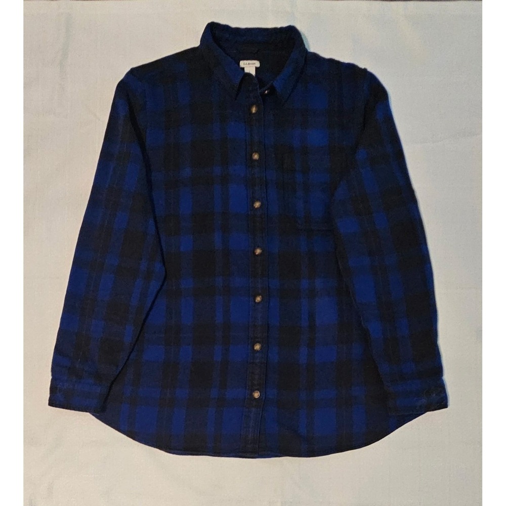 Men's L.L. Bean Long Sleeve Flannel Shirt Size Large Blue